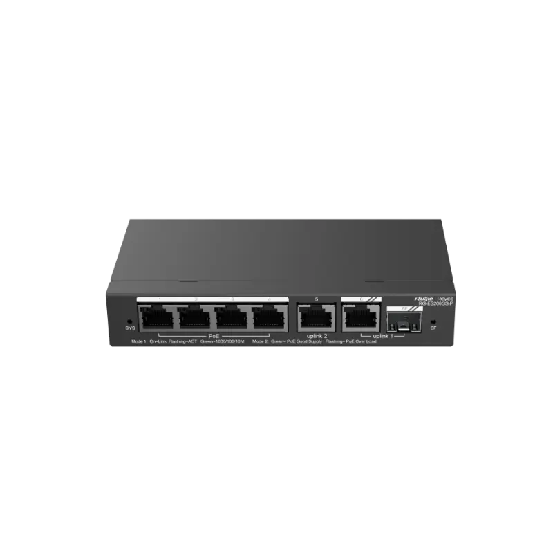 Switch Smart PoE+ con Uplink SFP. 6 puertost Gigabit