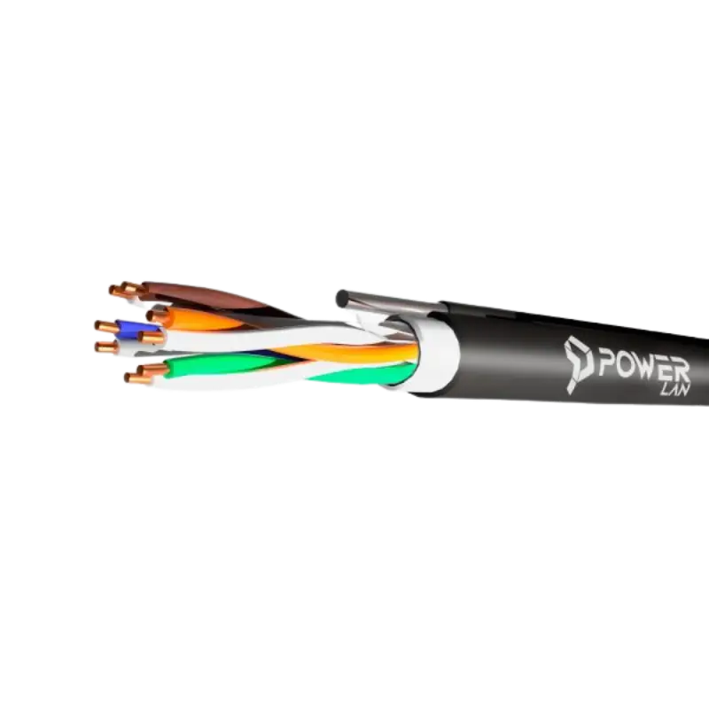 CABLE UTP CAT5E EXTERIOR DOBLE CUBIERTA CON TENSOR DE ACERO